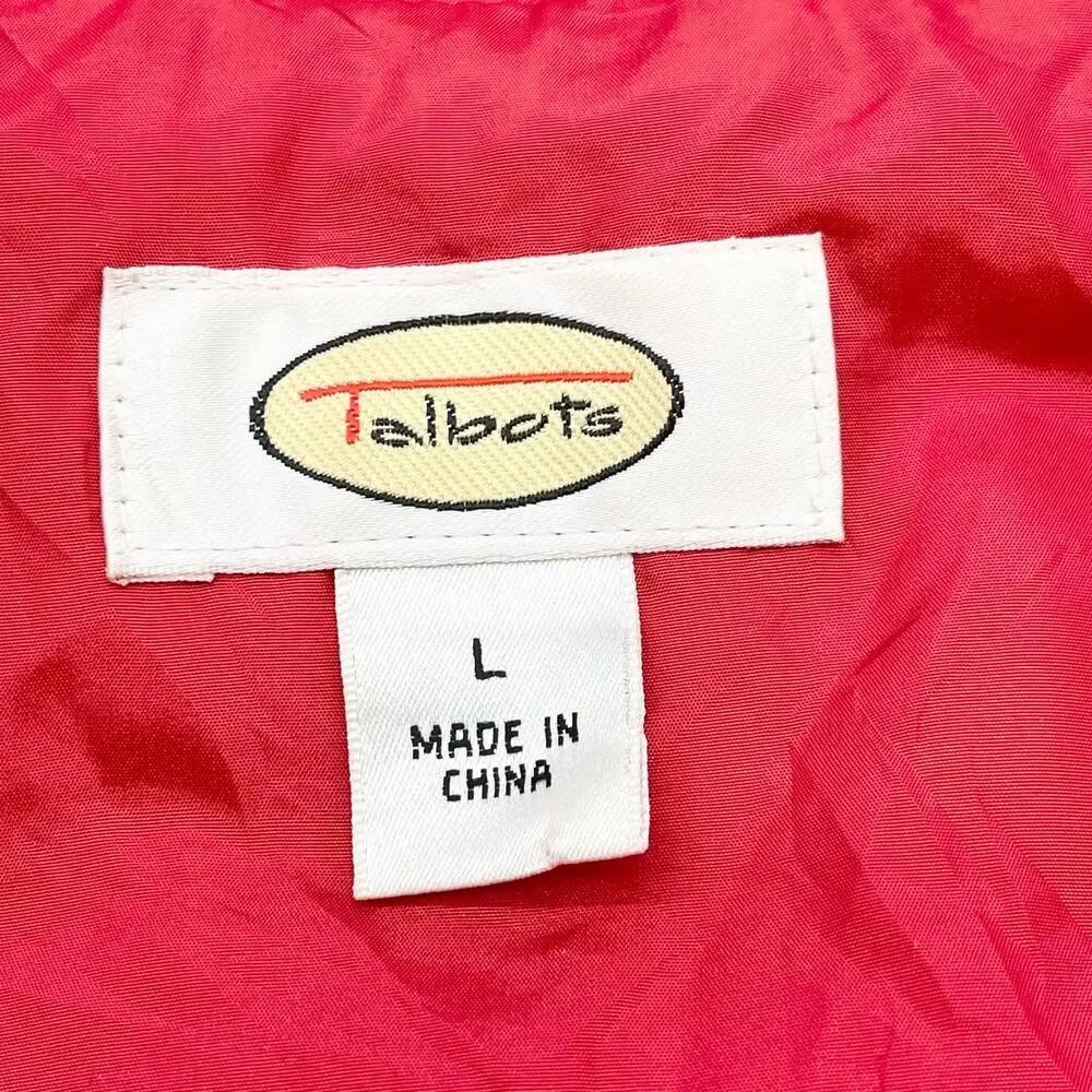 Talbots Womens L Goose Down Vest Quilted Puffer Zip Front Stand Up Collar‎